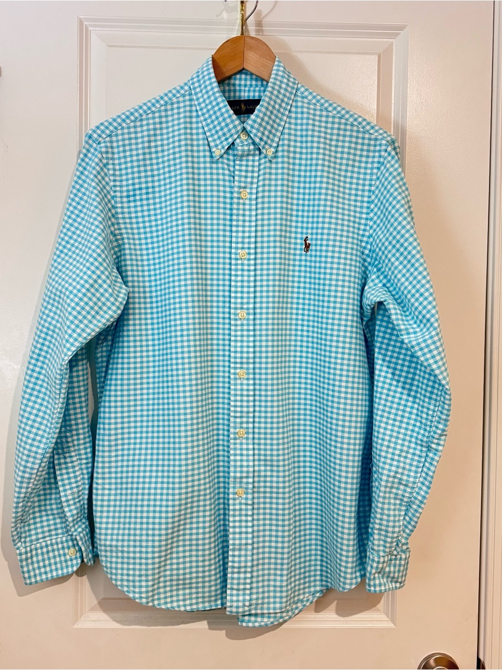 Ralph Lauren Men's Aqua Gingham Button-Down Shirt